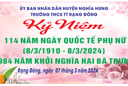 Hân hoan chào đón thầy Vũ Đình Bảng hiệu trưởng nhà trường và Chào mừng ngày Quốc tế phụ nữ 8/3 trường THCS TT Rạng Đông